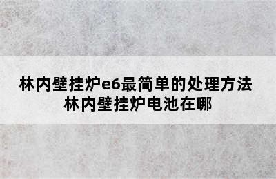 林内壁挂炉e6最简单的处理方法 林内壁挂炉电池在哪